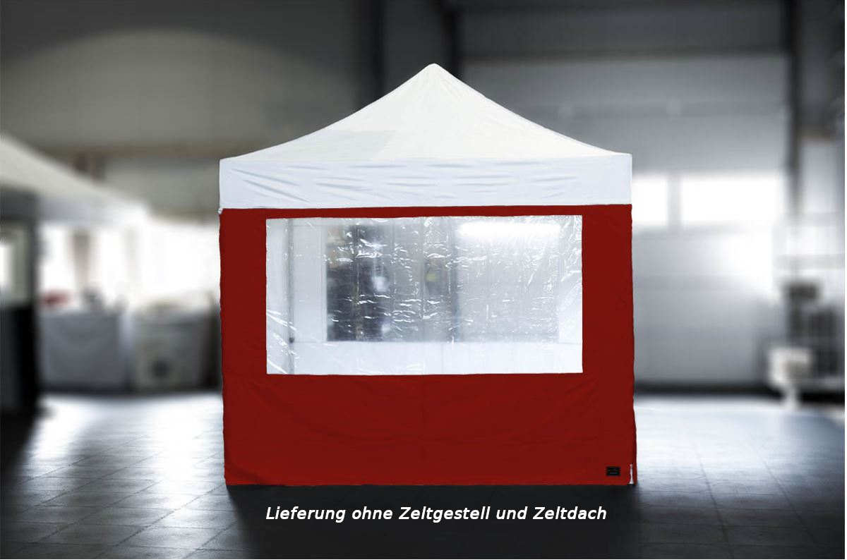 MVL-TENT ® Seitenwand Standard mit Fenster 3m für Faltzelt 4x6m , Farbe: Rot | B-Ware