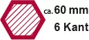 60 mm 6-Kant