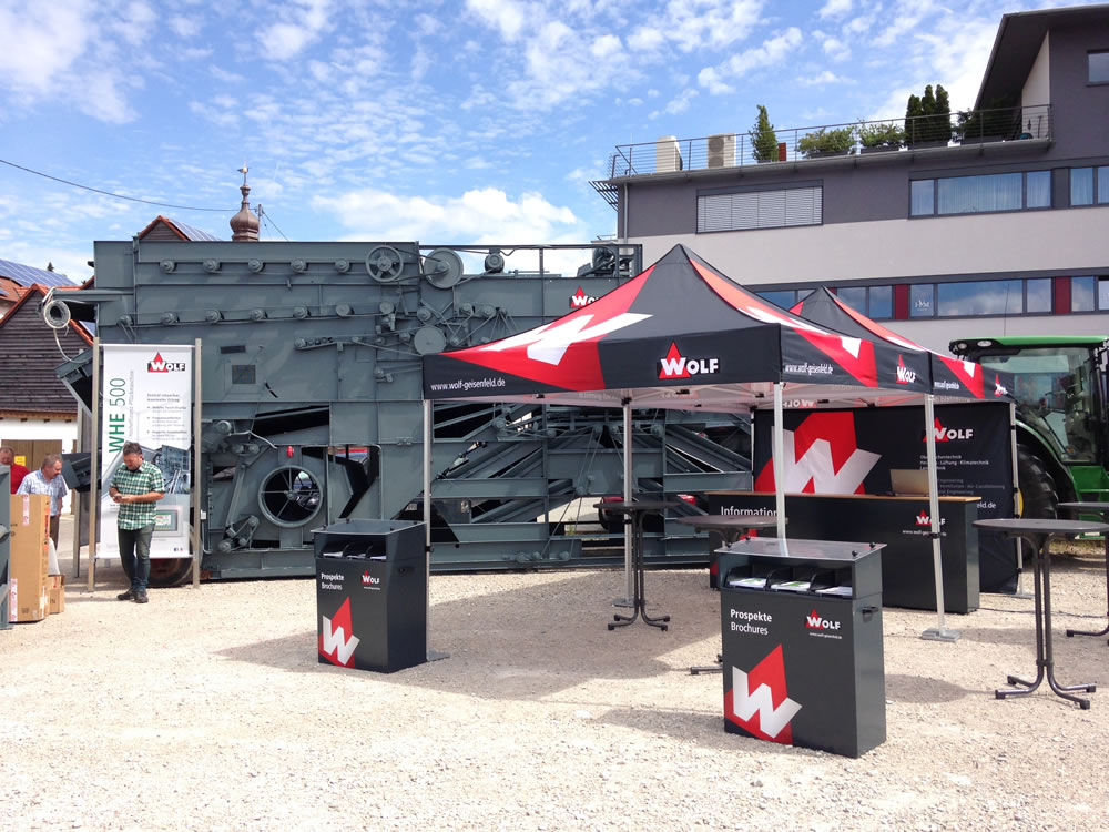 Faltzelt bedruckt Wolf Anlagentechnik