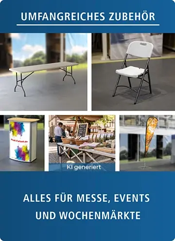 Umfangreiches Zubehör für Faltzelte