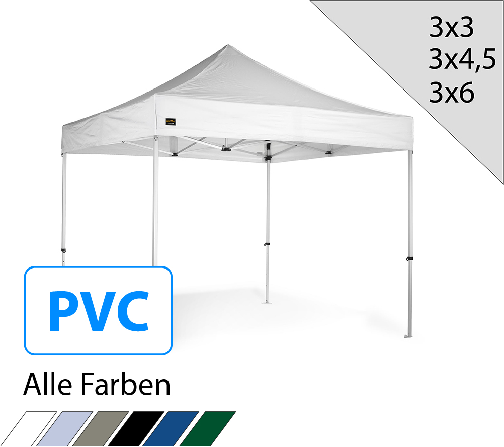 MVL-TENT® Aluminium Faltzelt Serie 37 - Profi Werbepavillon mit PVC Dach | 3x3 3x4,5 3x6
