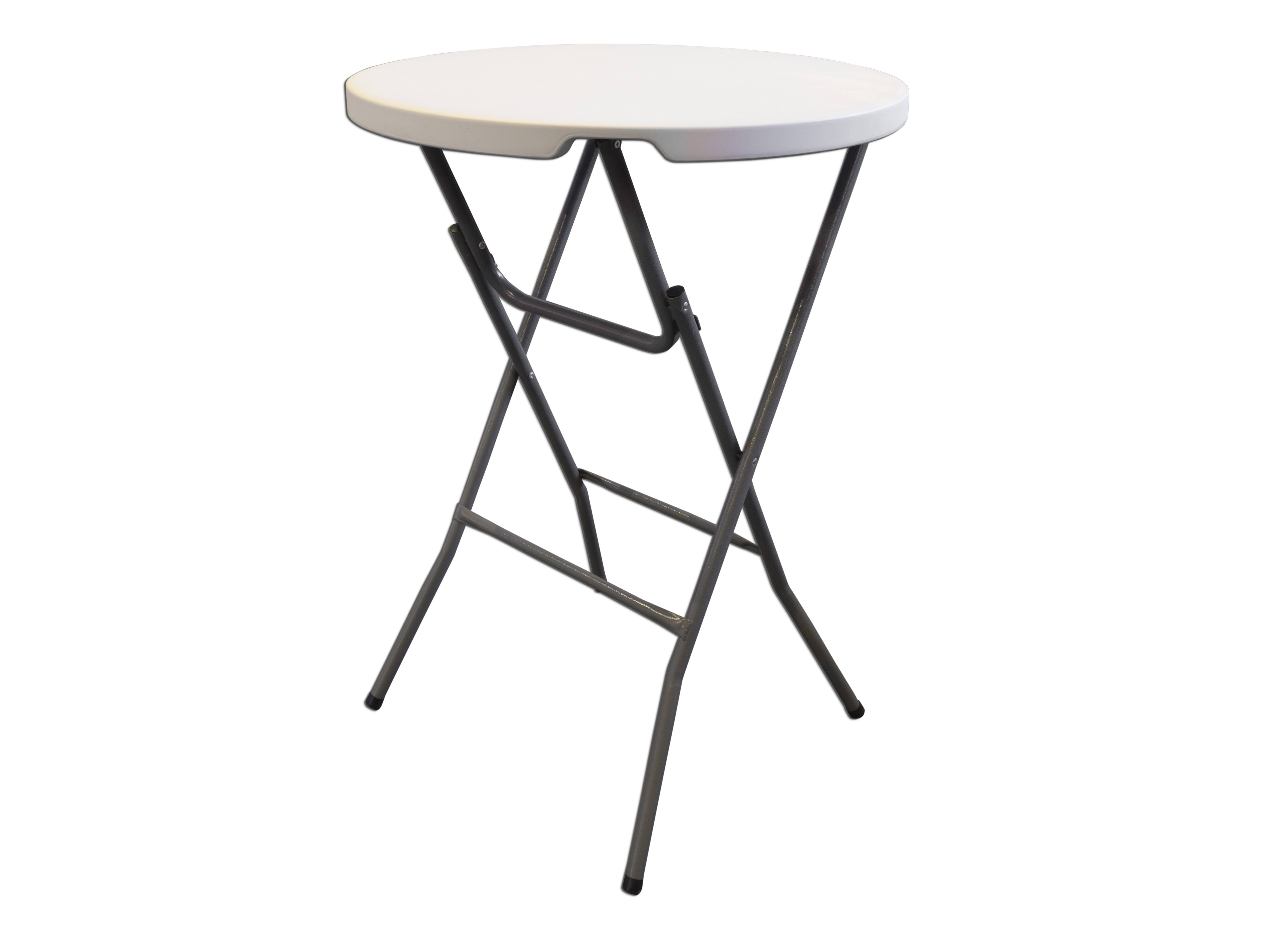 MVL-TENT® Stehtisch Ø 80 cm, HDPE-Tischplatte in weiß  / Füße klappbar